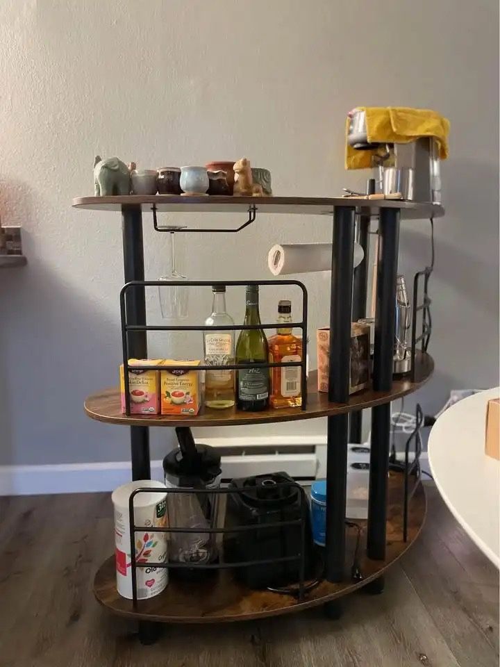 3 Tier Bar Cabinet with Storage Shelves