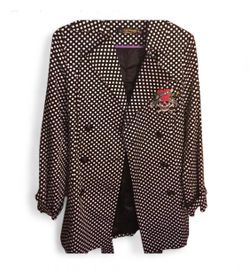 Ed Hardy Black and White Polka Dot Pea Coat  Size Small