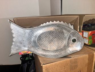 Rare Large Aluminum Fish Platter