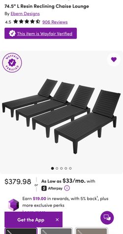 4 Black Pool Chaise Lounge Chairs