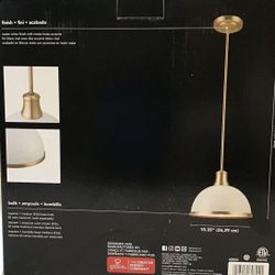 Globe electric 60824 Beckett 1-Light Matte White Pendant Light with Metal Shade