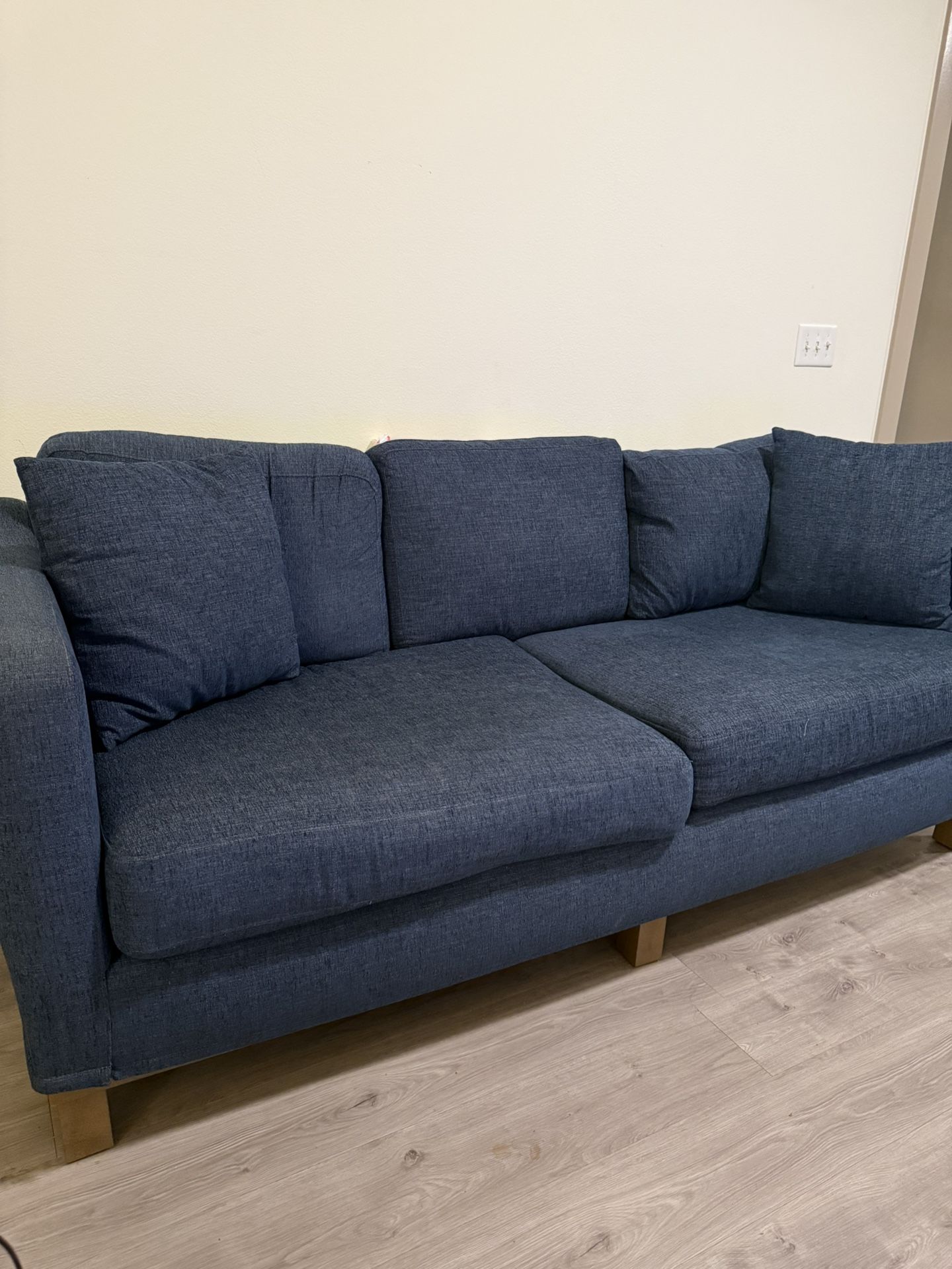Mayview Barrett 85" Upholstered Wood Base Sofa/Couch, Navy