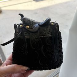 Black Horse Saddle Purse