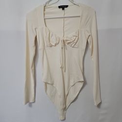 Mixed Threads Cute Off White Long Sleeve Bodysuit Small