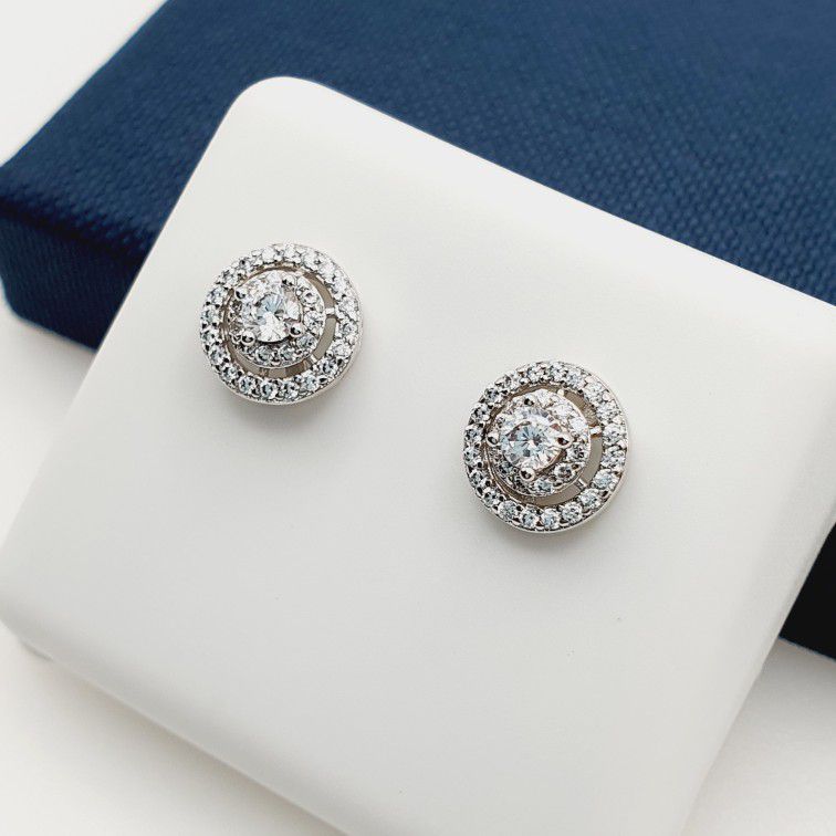 "925 Sterling Silver Plated CZ Earrings, EVBRS437
 
 