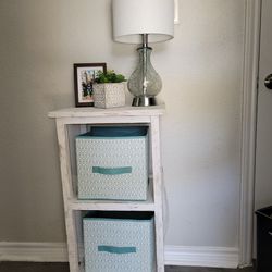 Light Gray/ Off White Farmhouse Distressed Shelves Stand
