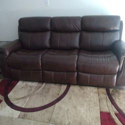 Beautiful All Leather Reclining Couch And Chair 