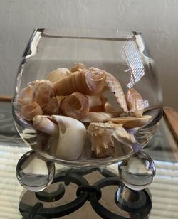 Vintage Tiffin Optic Clear glass 3-Footed Rose Bowl, Vase 