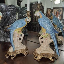 Bronze And Porcelain Candelabras. Castilian 