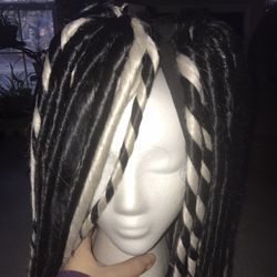 Handmade Black And White Cyber Dreads 