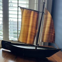 Alaskan Native Hand-crafted Whale Baleen Sail Boat 