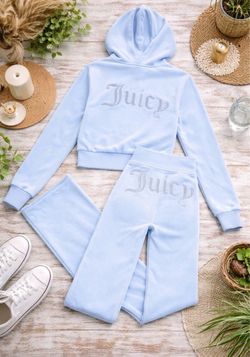 Baby Blue Velour Tracksuit Set