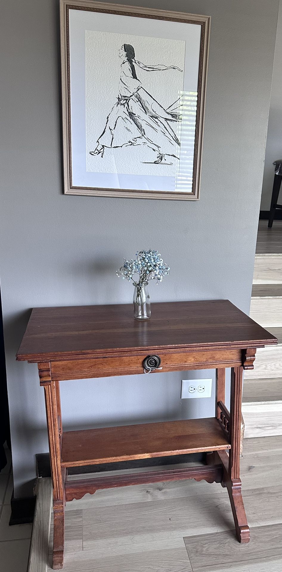 Antique Walnut Single Drawer Side Table