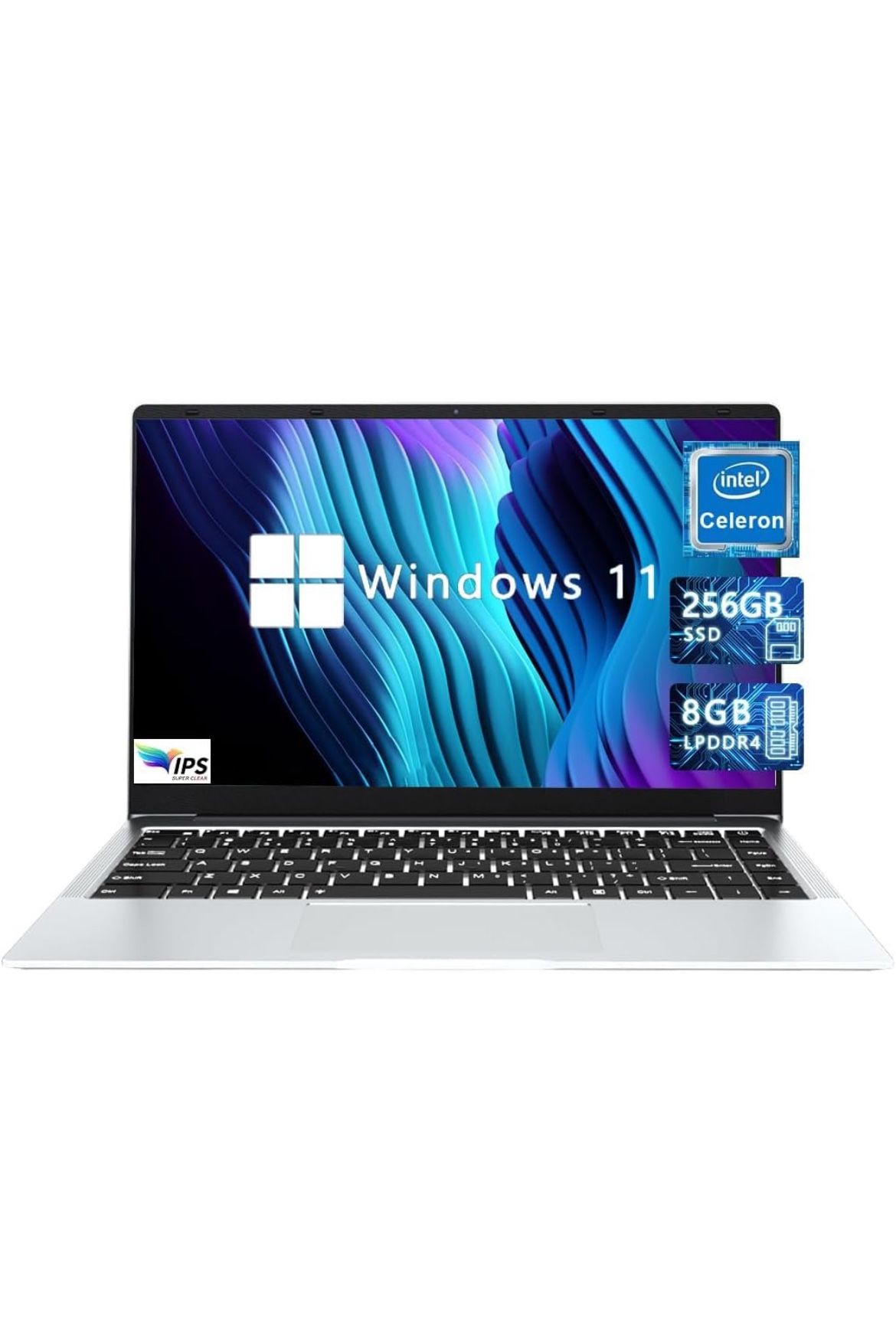 Laptop Computer,8G RAM 256GB SSD Laptop, Windows 11 Laptop, Intel Celeron Quad Core (Up to 2.7GHz) CPU, 14.1" FHD IPS, Webcam, 2.4G+5G WiFi, BT 5.0, M
