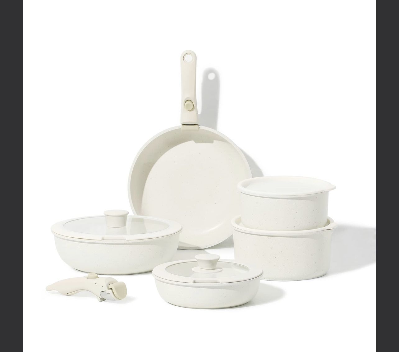 CAROTE 11 Piece Nonstick Cookware Sets, Granite Non Stick Pots And Pans Set With Removable Handle Cookware, RV Cookware For Campers, Suitable For All