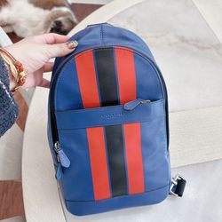 Coach Leather Stripe Charles Pack Sling Backpack/Cooper Backpack/NWOT
