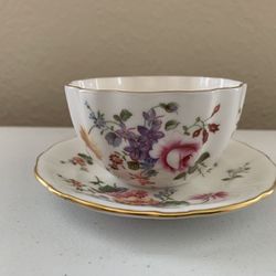 Vintage Royal Crown Derby English Bone China “Derby Posies” broth / tea cup / Sugar Bowl with saucer