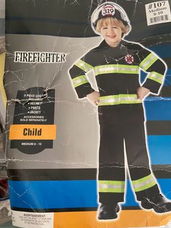 Kids Firefighter Halloween Costume Medium 8-10