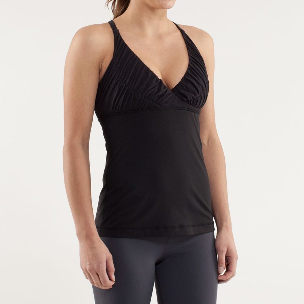 LULULEMON Black Ruched Triangle Cups Pure Balance Racerback Workout Tank Top