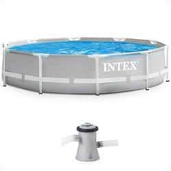 Prism Frame Premium Above Ground Swimming Pool Set: 10ft x 30in – Includes 330 GPH Cartridge Filter Pump –