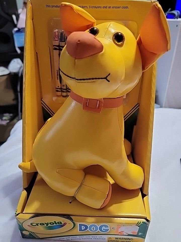Crayola Draw On Wipe Off Coloring Dog 10" Yellow Ears Stuffed Animal