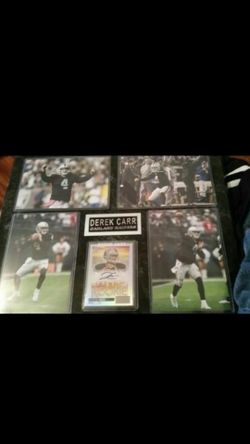 Derek Carr auto card with 4 photos