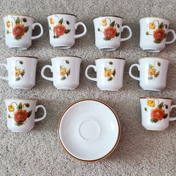 Mikasa Natural Beauty Dinnerware-California Poppies-17 Piece Set-Cup & Plates