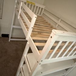 Wood Loft Twin Bed with Desk (white)