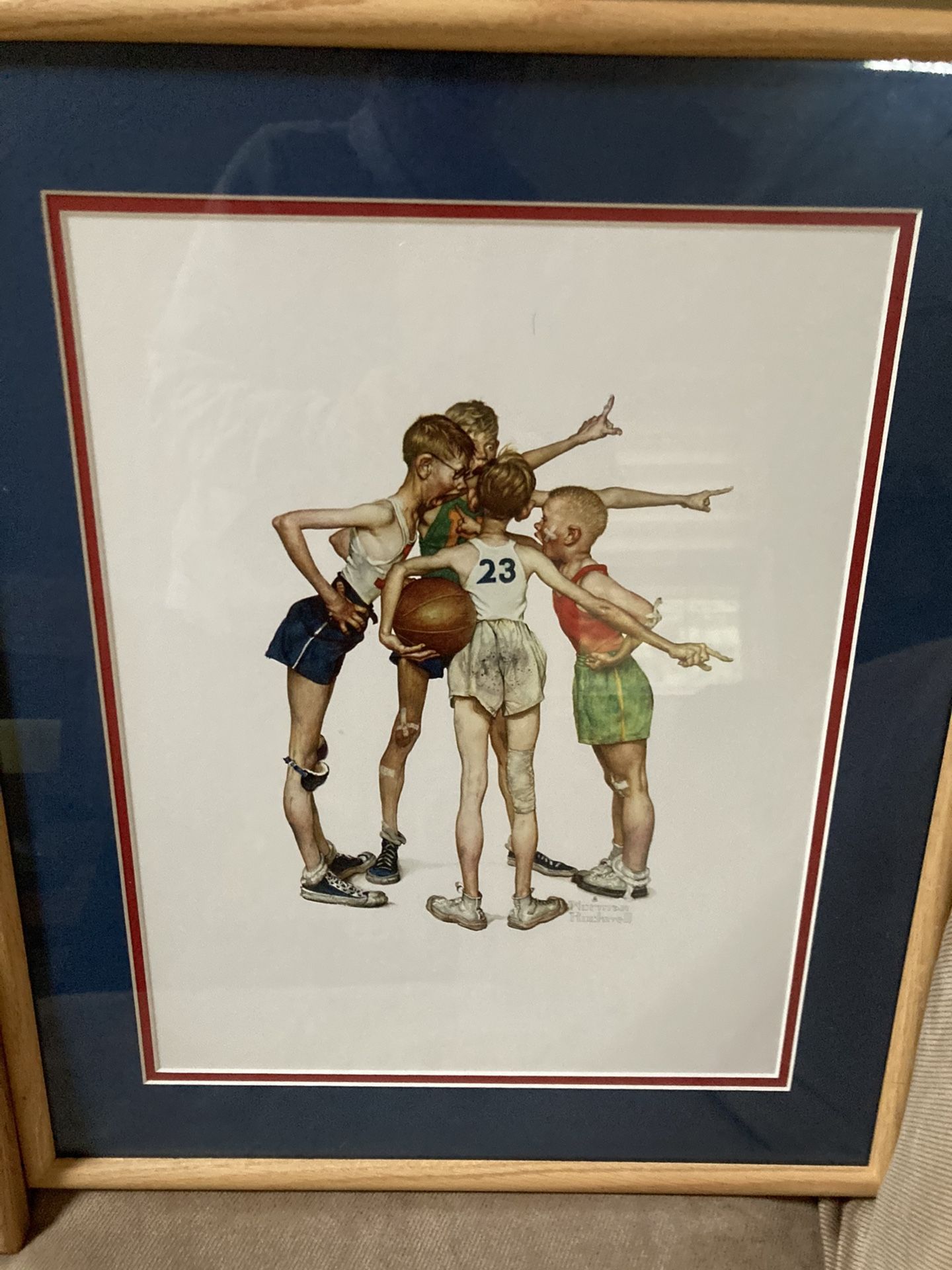 3 Framed Norman Rockwell Sports Pictures 