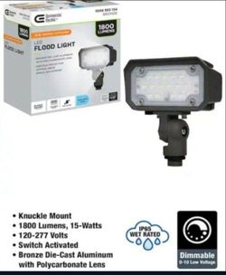 Flood Security Light LED 5",1800 LMN 15Watt, Aluminum,Adjustable Knuckle In Bronze