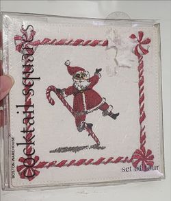 Peppermint Parade Set/4 Cocktail Squares BNIP
