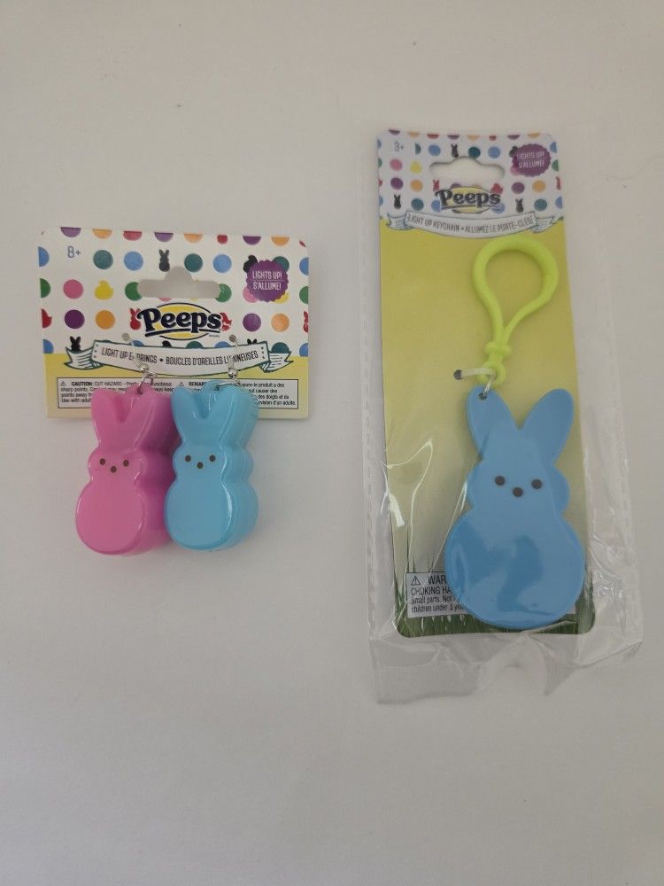 Peeps Earrings And Key Chain