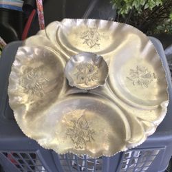 Very Nice Aluminum Handcrafted Vintage Serving Tray Only $10