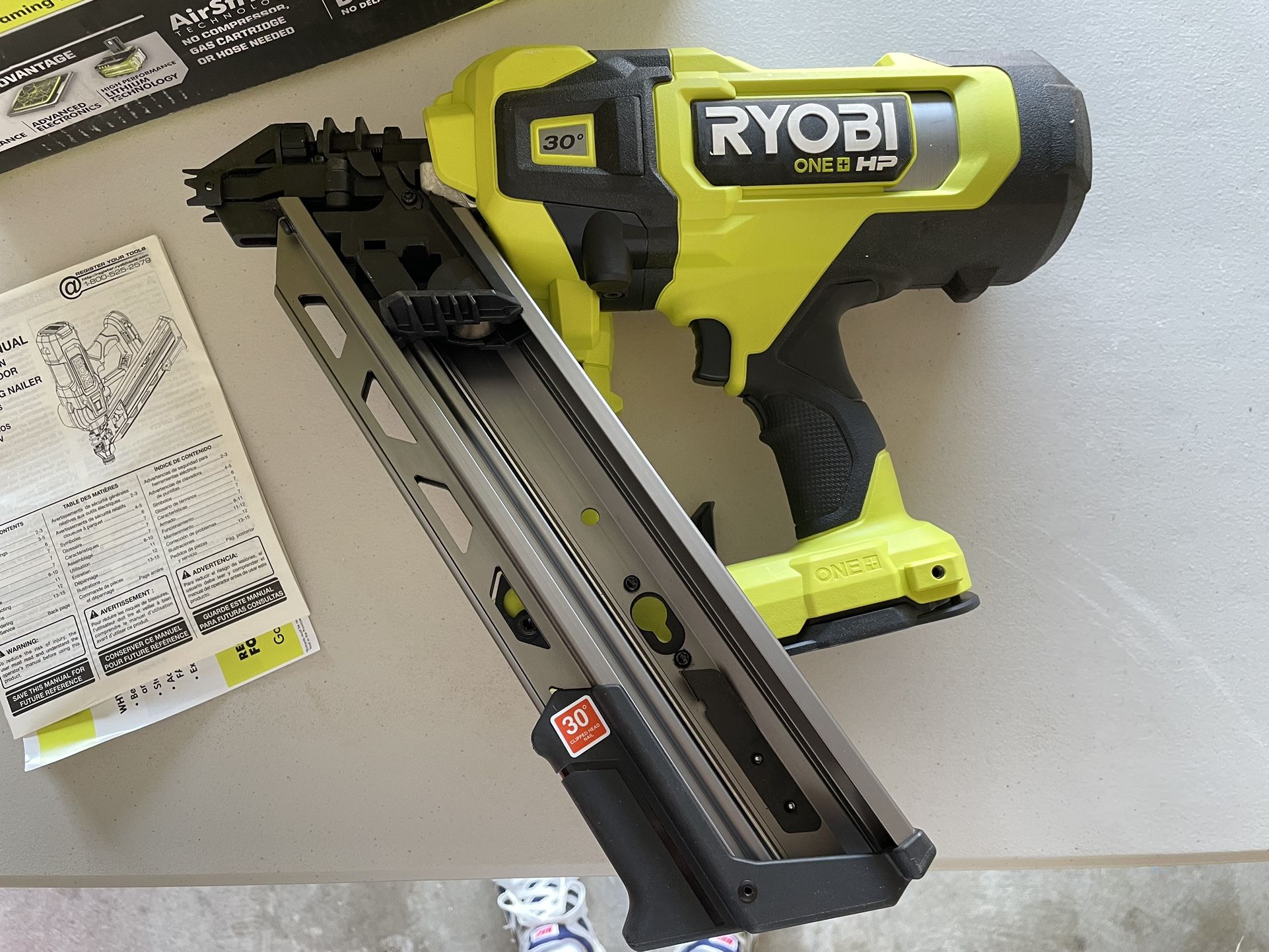 RYOBI ONE+ HP 18V Brushless Cordless AirStrike 30° Framing Nailer (Tool Only)