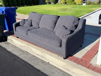 Gray Fabric 3-Seat Sofa with Cushions