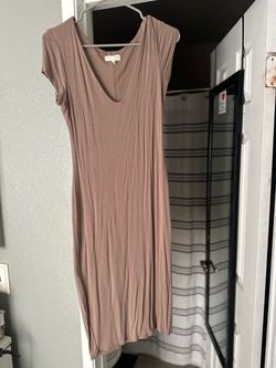Large Nude V-Neck T-Shirt Dress