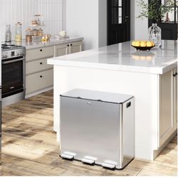 Trash Can,(3X20 L) Stainless Steel Kitchen Trash