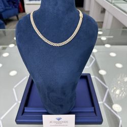 Chain Cubanlink 8 Mm By 2o Inch 10k Diamonds Real 