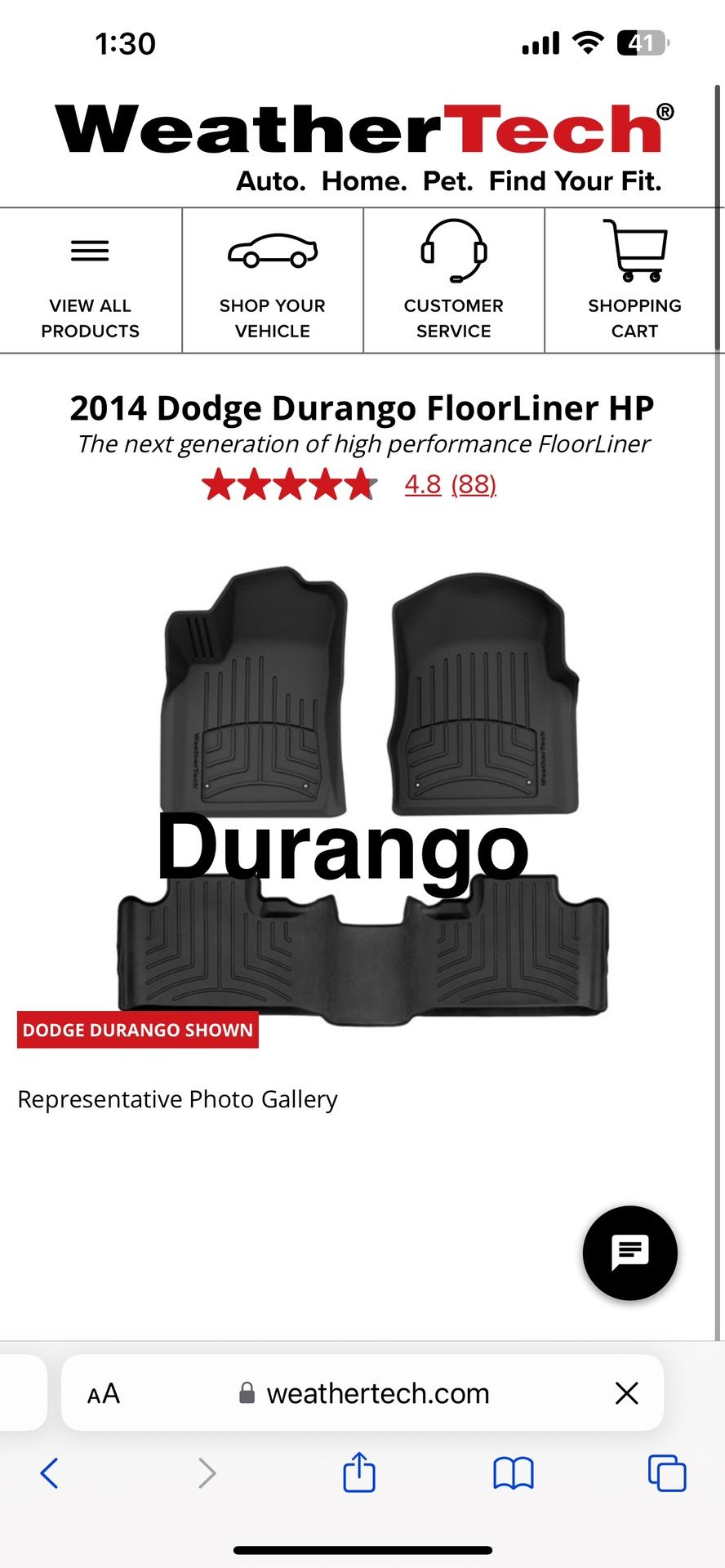 Dodge Durango WeatherTech Floormats