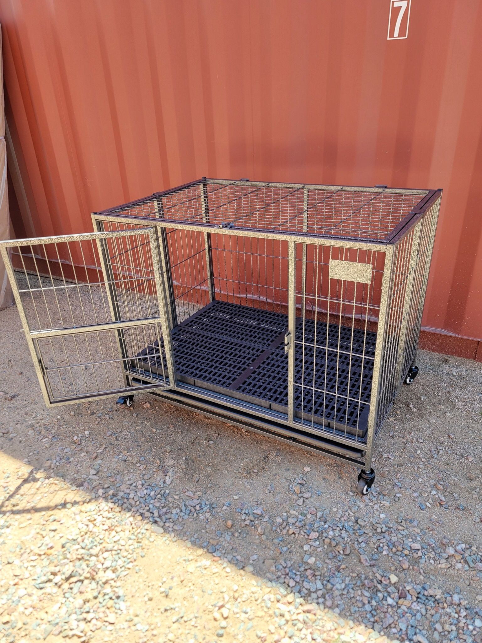 New! 37” Medium Single Door Dog Cage Crate, Foldable And Stackable Up To 3-tiers, Includes Floor Grids 📦