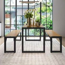 ❤️‍🔥 #B Modern Industrial Dining Set 3 Pieces with Benches, Multiple Colors$95