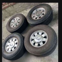 4 - 35x12.50r17LT 8x6.5 8x165.1 Stock Hummer H2 Chrome Rims Wheels With Tires !!!!!!!!!!!!!!!!