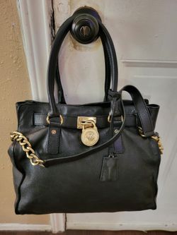 Michael Kors Large Black Satchel And Shoulder Leather Handbag 