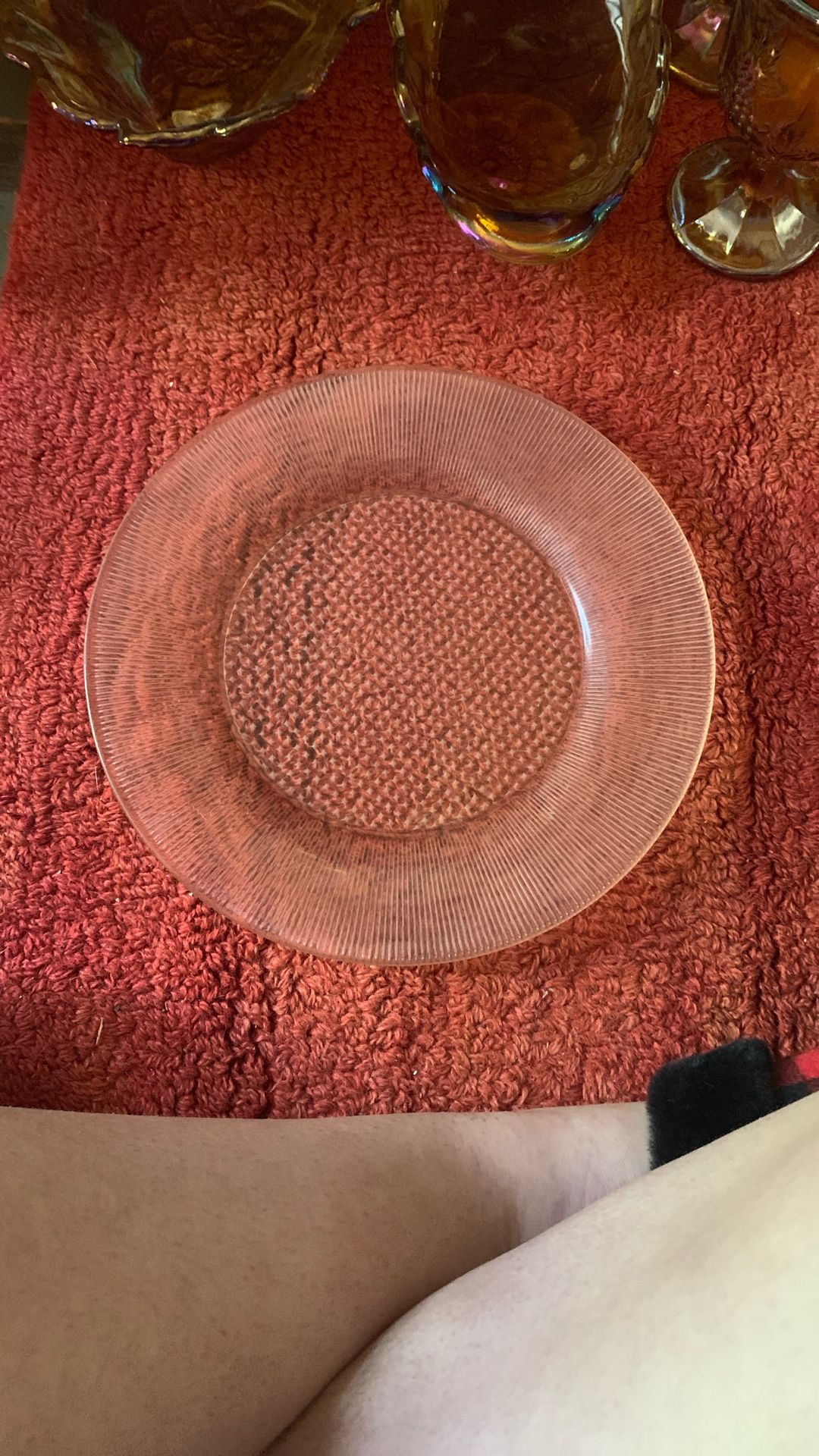One Vintage Jeannette Pink Depression Glass Plate