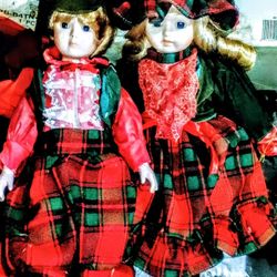 Nicky And Nina Porcelain Dolls 