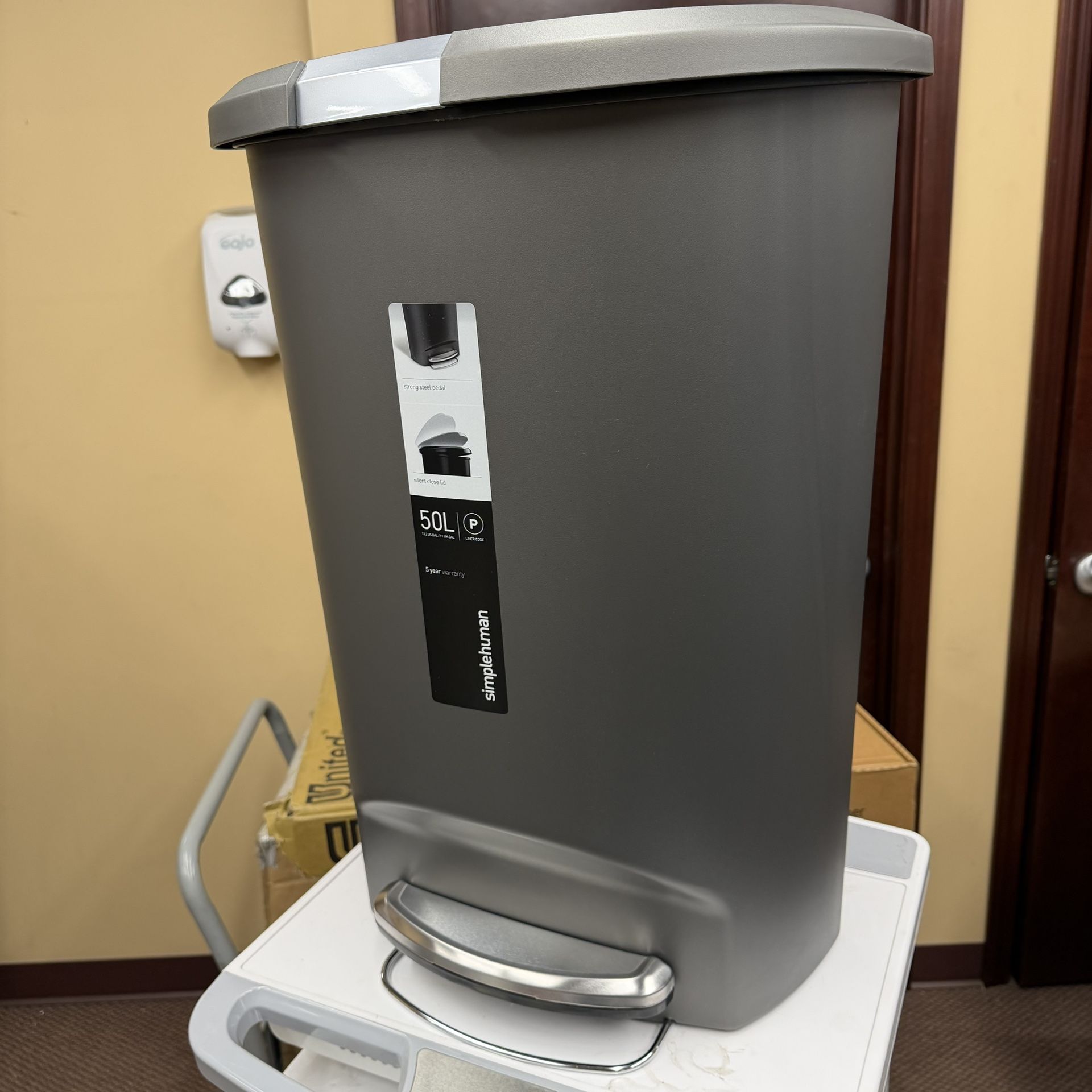 simplehuman 50L Semi-Round Kitchen Step on Trash Can - Black