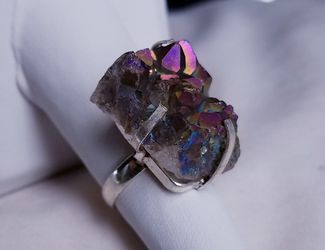 Druzy Agate and sterling silver ring, size 6