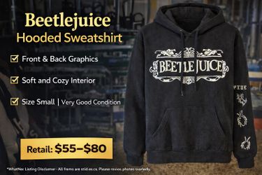 Beetlejuice Graphic Hooded Sweatshirt – Size Small – Black 