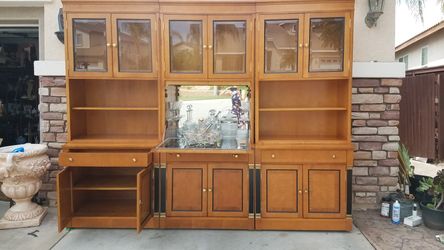Massive almost 9 ft long shelving unit with bar lighted