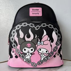 Loungefly Sanrio My Melody & Kuromi Flame Heart Mini Backpack